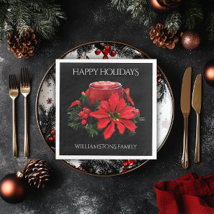 Festive Red-julljus, Holly och Poinsettia Pappersservett