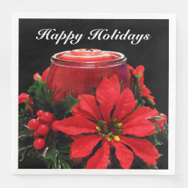 Festive Red-julljus, Holly och Poinsettia Pappersservett