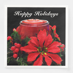 Festive Red-julljus, Holly och Poinsettia Pappersservett