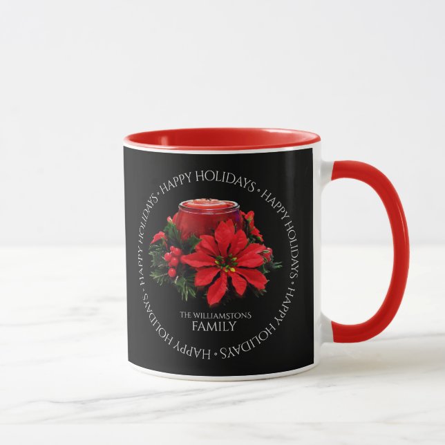 Festive Red-julljus, Holly & Poinsettia Mugg (Höger)