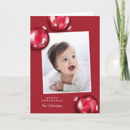 Festive Red-julprydnadsföremål Foto Kort