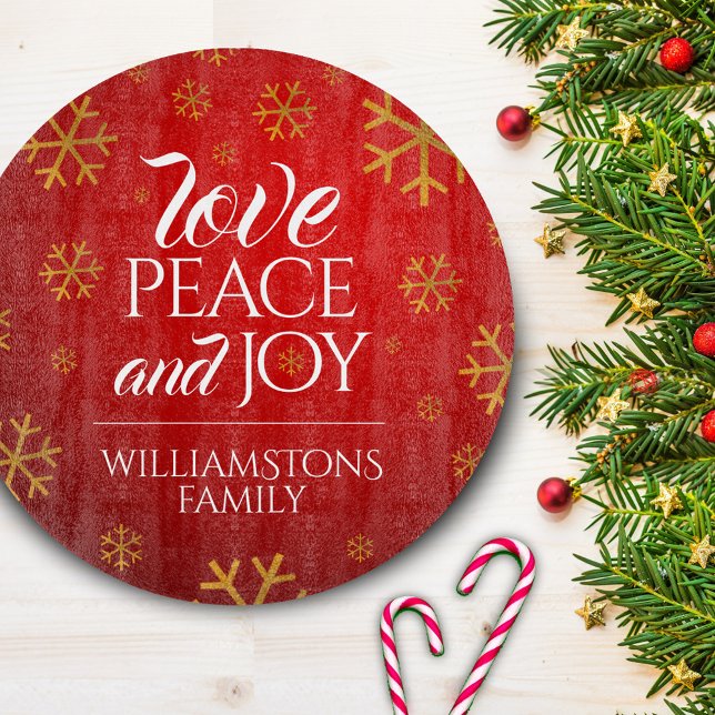 Festive Red Kärlek, Peace and Joy with Snöflingor (Skapare uppladdad)