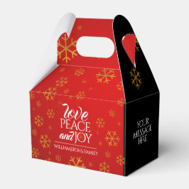 Festive Red Kärlek, Peace and Joy with Snöflingor Presentaskar