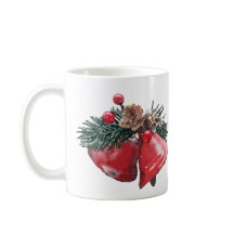 Festive Red Klockor & Pinecone jul Classic Mugg