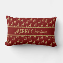 Festive Red Merry Christmas Deer Decorative Pillow Lumbarkudde