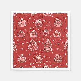 Festive Red Minimal Helgdag-julkaka Pappersservett