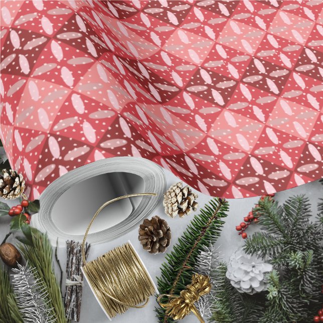 Festive Red Monochrome Geometric och Terrazzo Presentpapper (Festive Red Monochrome Geometric and Terrazzo Wrapping Paper Rolls by Leapfroglisics Shop)