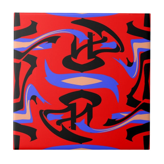 Festive Red Native Indian and Japan Art Blend Kakelplatta (Framsidan)