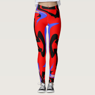 Festive Red Native Indian and Japan Art Blend Leggings