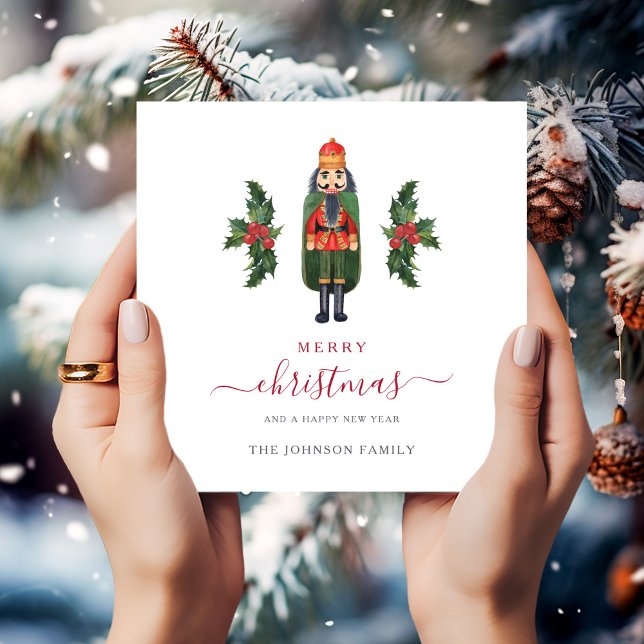 Festive Red Nutcracker God jul Julkort (Festive Red Nutcracker Merry Christmas Holiday Card)