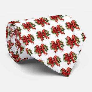Festive Red och Guld Julbladet Mönster Slips