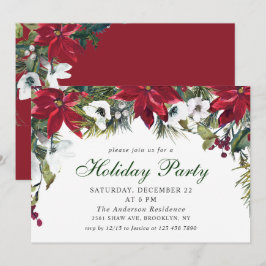 Festive Red Poinsettia Helgdag jul Party Inbjudningar