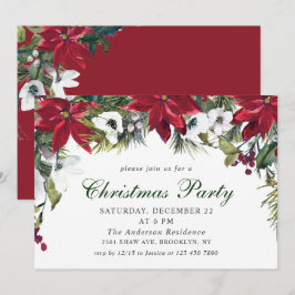 Festive Red Poinsettia Helgdag jul Party Inbjudningar
