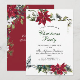 Festive Red Poinsettia Helgdag jul Party Inbjudningar