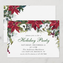 Festive Red Poinsettia Helgdag jul Party Inbjudningar