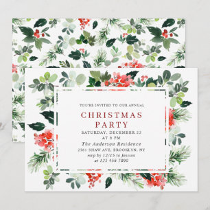 Festive Red Poinsettia Helgdag jul Party Inbjudningar