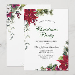 Festive Red Poinsettia Helgdag jul Party Inv Inbjudningar