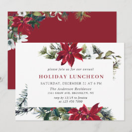 Festive Red Poinsettia jul HELGDAG LUNCHEON Inbjudningar