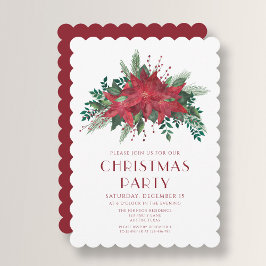 Festive Red Poinsettia jul Party Inbjudningar