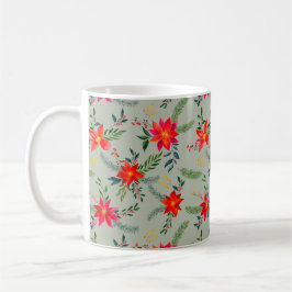 Festive Red Poinsettia Juldagen Blommigt Kaffemugg