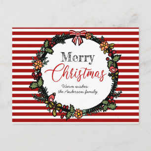 Festive Red Rand Holly WAN God jul Vykort
