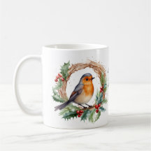 Festive Red Robin juljulgåft Mugg