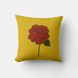 Festive Red Rose & Yellow Throw Pillow Kudde