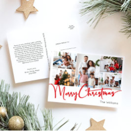 Festive Red Script God jul 5-foto Helg Vykort