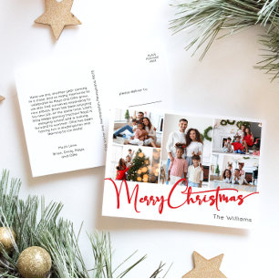 Festive Red Script God jul 5-foto Helg Vykort