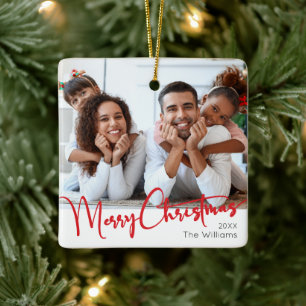 Festive Red Script God jul Julgransprydnad Keramik