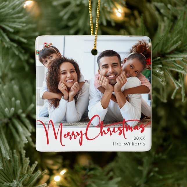 Festive Red Script God jul Julgransprydnad Keramik (Träd)