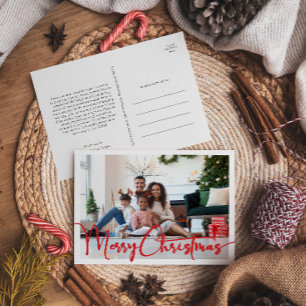 Festive Red Script God jul Year in Review Helg Vykort