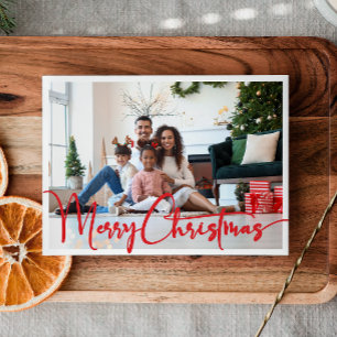 Festive Red Script God jul Year in Review Julkort