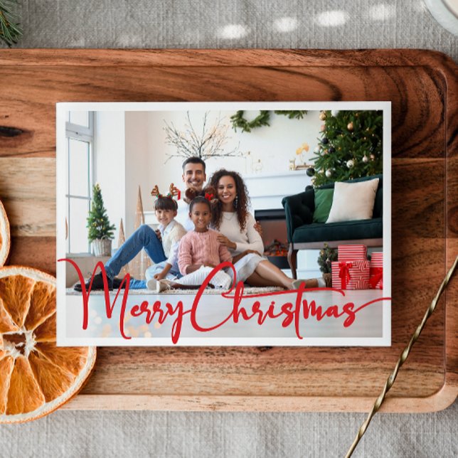 Festive Red Script God jul Year in Review Julkort (Skapare uppladdad)