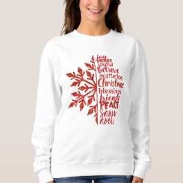 Festive Red Script White Sweatshirt T Shirt