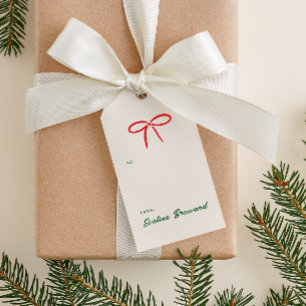 Festive Red Simple Bow Blank Gift-Märkre Presentetikett