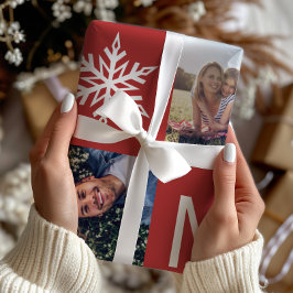 Festive Red Snöflingor Photo Collage jul Presentpapper