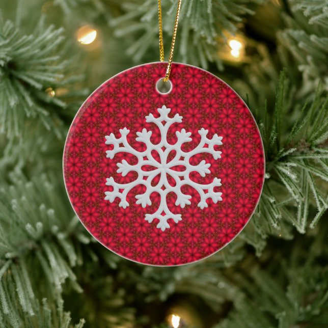 Festive Red Snowflake Decorative Accorative Julgransprydnad Keramik (Träd)