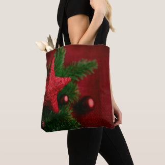 Festive Red Star Christmas  Bag Tygkasse