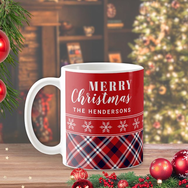 Festive Red Tartan Play Personlig jul Kaffemugg (Skapare uppladdad)