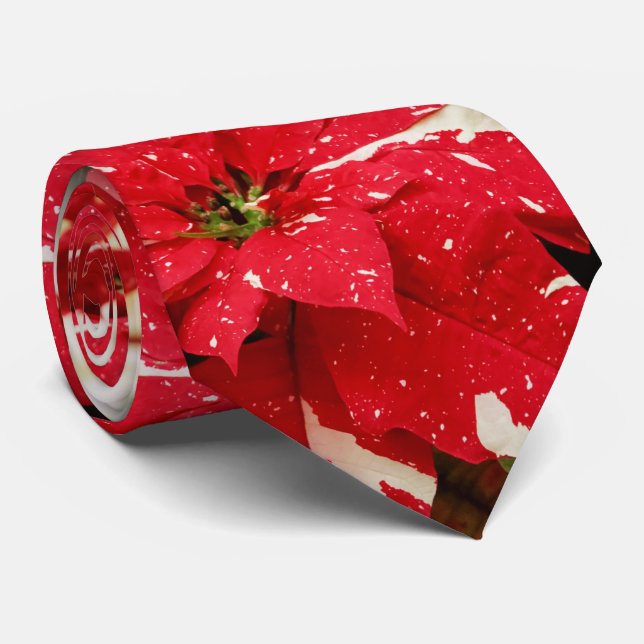 Festive Red White Blommigt Poinsettia Flowers Slips (Rullad)