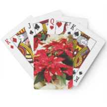 Festive Red White Blommigt Poinsettias