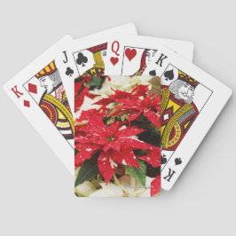 Festive Red White Blommigt Poinsettias Casinokort