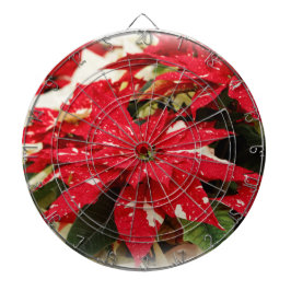 Festive Red White Blommigt Poinsettias Darttavla