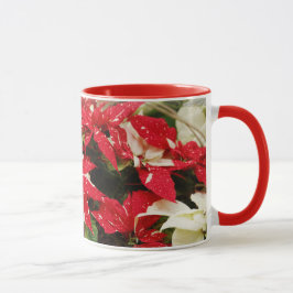 Festive Red White Blommigt Poinsettias Mugg