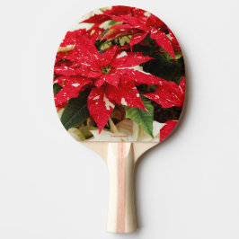 Festive Red White Blommigt Poinsettias Pingisracket