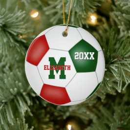 Festive Red White grönt-pojkar keepsaksoccer Julgransprydnad Keramik