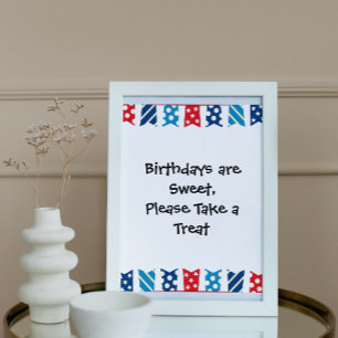 Festive Red White och Blue 4:e Juli Party-signalen Poster