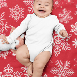 Festive Red Winter Snöflingor Mönster Helgdag Fleecefilt