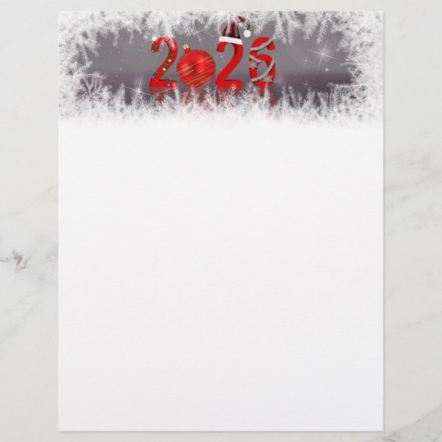 Festive Red Xmas New Year 2026 Stationery Paper Brevhuvud (Framsida)